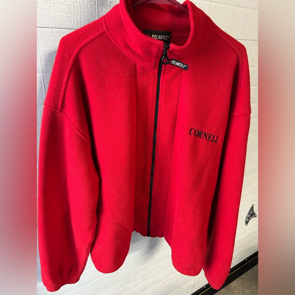 Cornell Polartec Vintage Full Zip Red Fleece Sweater